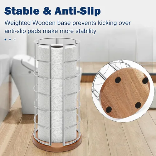Miniatura 5 de NearMoon Soporte organizador de papel higiénico, almacenamiento independiente de 3 rollos de papel higiénico, accesorio de baño de metal, soporte