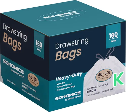 Miniatura 13 de SONGMICS Bolsas de basura con cordón para cocina, preseparadas, desgarro rápido, para botes de basura de 8 galones (30 L), código de revestimiento