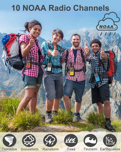 Miniatura 5 de NXGKET Walkie Talkies para adultos de largo alcance con alertas meteorológicas NOAA, radios bidireccionales recargables de 2 vías con 22 canales