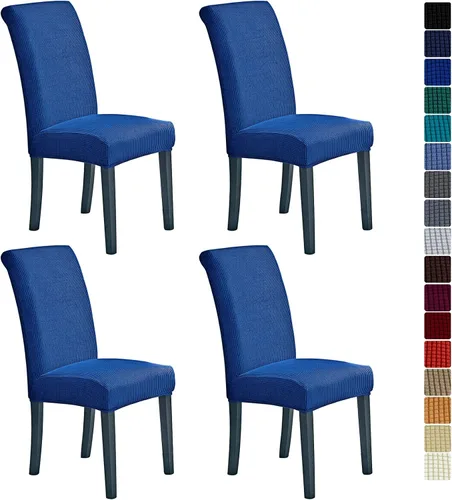 Miniatura 62 de Juego de 6 fundas elásticas para sillas de comedor, fundas para sillas de comedor lavables y removibles, fundas para sillas de comedor protectoras