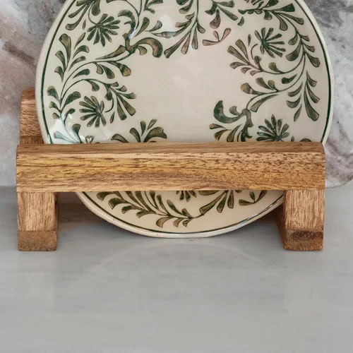 Miniatura 13 de Creative Co-Op - Soporte para tabla de cortar de madera de mango de 6 pulgadas con 3 secciones para cocina, natural