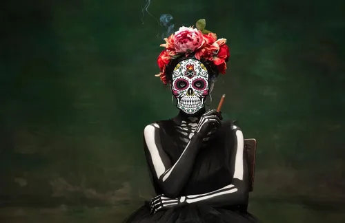 Miniatura 3 de Heureppy 6 máscaras de papel del Día de los Muertos para Día de los Muertos, accesorios de fotos, accesorios de disfraces para fiestas Estilo 01