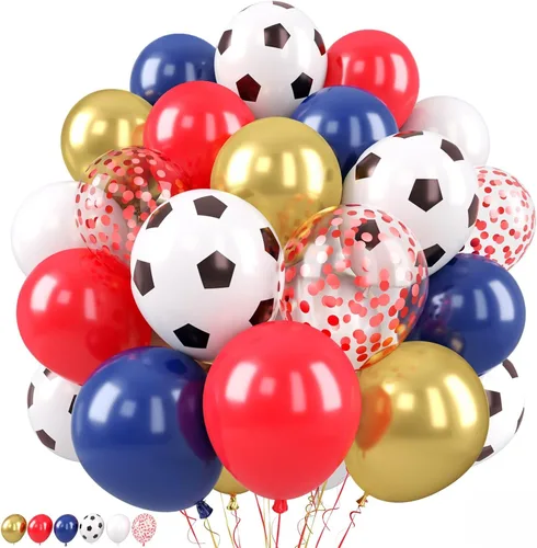 Miniatura 17 de Globos Rojo Blanco Azul, 50 Piezas 12 Pulgadas con Estampado de Estrellas, Globos de Látex Rojo Real Azul Confeti para el 4 de Julio, Día