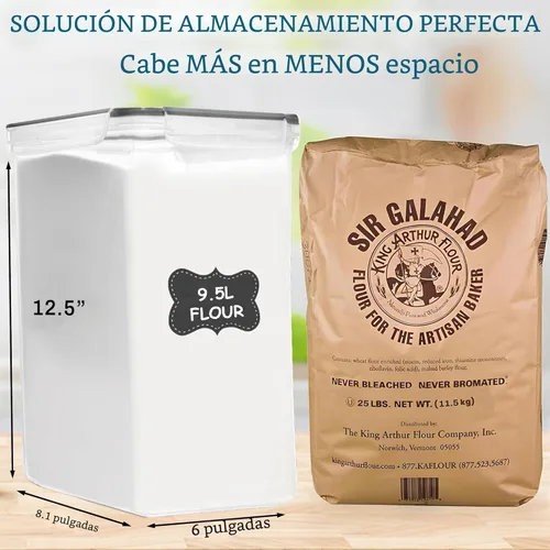 Miniatura 2 de Shazo 2 PC (2.5 gal 321 Oz) Recipientes extra grandes de almacenamiento de alimentos a granel con tapas herméticas para harina, azúcar, arroz