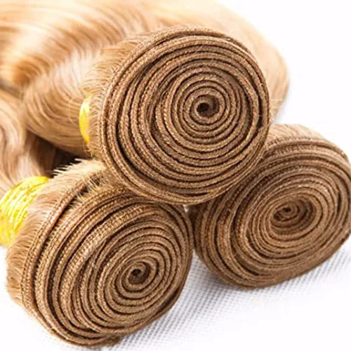 Miniatura 5 de Mechones resaltados P27/613, ondas corporales, rubio, 3 mechones de cabello humano brasileño sin procesar, virgen, extensiones de cabello