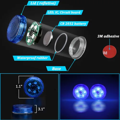 Miniatura 2 de luz de aviso LED universal inalámbrica para puerta de auto, luz LED impermeable contra colisión trasera, 2 unidades, Azul