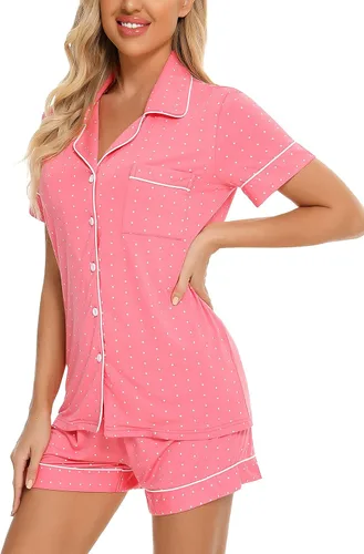 Miniatura 3 de Senert Conjunto de pijama para mujer, de manga corta, suave, con botones, ropa de noche, tallas S-XXL