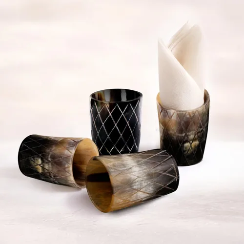 Miniatura 4 de Handicrafts Home Juego de 4 vasos de chupito hechos a mano, patrón entrecruzado de 6.5 onzas, chupitos de whisky vikingo naturales para cócteles
