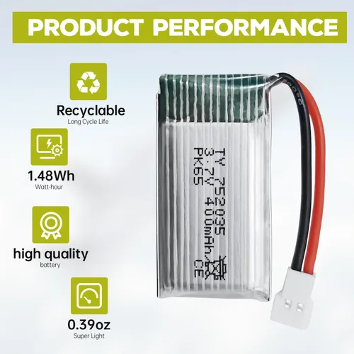 Miniatura 5 de Batería de litio de 5 piezas de 3.7 V 400 mAh con cargador 5 en 1 para SYMA Q11 H99W H31 H6C H98 AT-96 TR-C385 TR-P51 TR-F22 Quadcopter Piezas