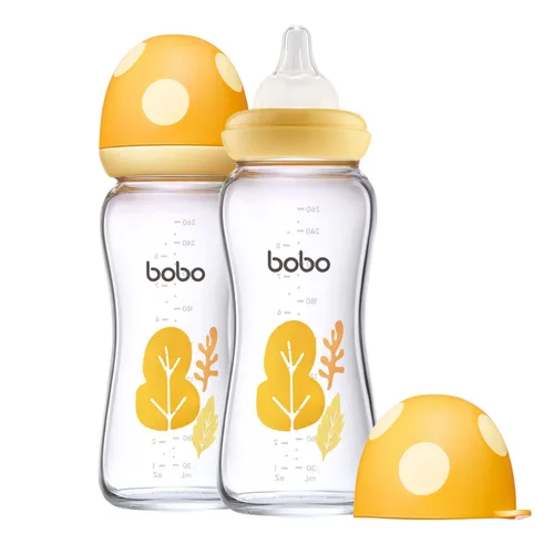Miniatura 39 de YOHKOH Biberón de vidrio natural con pezón de flujo lento de nivel 1, biberones anticólicos para recién nacidos, botella de vidrio de cuello ancho