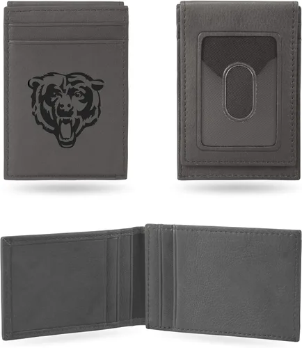 Miniatura 30 de Rico Industries - Cartera de bolsillo frontal con grabado láser NFL de fútbol, gris, compacta/cómoda/delgada