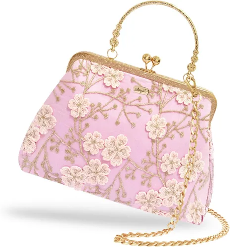Miniatura 137 de Bolso floral con asa superior, bolso de noche Kiss Lock para mujer, bolso vintage