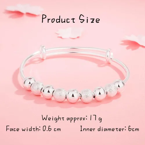 Miniatura 2 de Pulseras de plata de ley 925 para mujer, pulsera de transferencia de la suerte, ajustable, joyería de moda para mujer