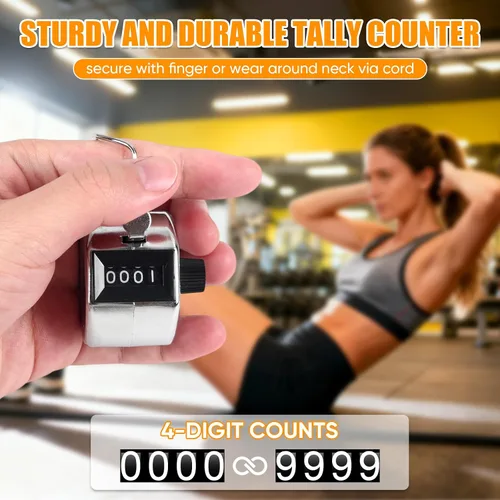 Miniatura 2 de Contador de Mano de Metal, Contador Clicker con Pantalla de 4 Dígitos, Contador Manual Mecánico para Contar, Golf, Béisbol, Tejido, Entrenamiento