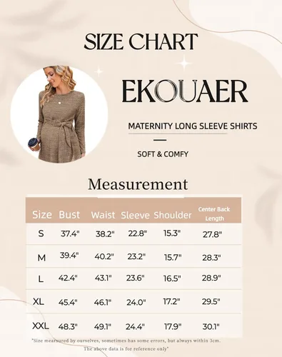 Miniatura 6 de Ekouaer Women's Maternity Long Sleeve Shirts Pregnancy Shirt Casual Ribbed Knit Pregnant Blouses S-XXL