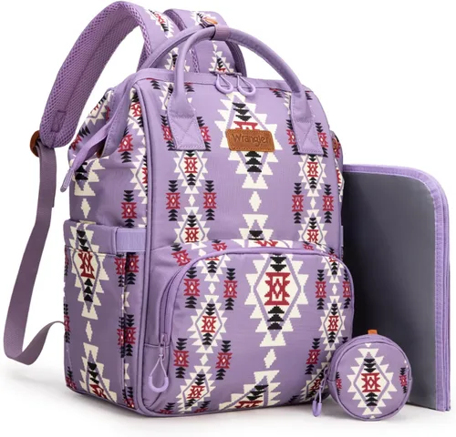 Miniatura 21 de Montana West Wrangler Bolsa Mochila para Pañales Mochila de Viaje Azteca Carteras Occidentales Multifunción Bolsas para Bebé para Mamá con Bolsillos