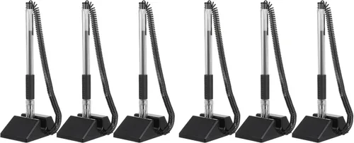 Miniatura 10 de NUOBESTY 3 bolígrafos de seguridad con cadena, soporte adhesivo para mostrador de bolígrafo, bolígrafos de escritorio de tinta de gel negro
