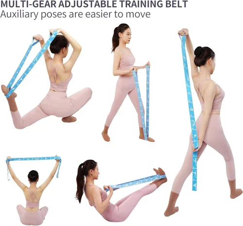 Miniatura 4 de Correa de yoga con bucles de 10/12 – Banda elástica multifuncional para pilates, danza, gimnasia, terapia física, entrenamiento de flexibilidad