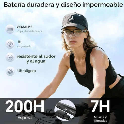 Miniatura 5 de Lentes inteligentes de aviador para hombres y mujeres, gafas Bluetooth de audio, encendido y apagado de inducción, control táctil, lente