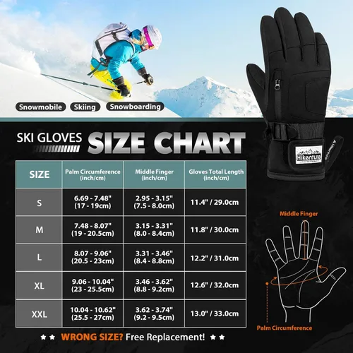 Miniatura 5 de Hikenture Ski Gloves Snow Gloves for Men&Women, 3M Thinsulate Waterproof Snowboard Gloves, Insulated Touchscreen Snowmobile Gloves for Cold Weather