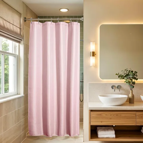 Miniatura 19 de AmazerBath - Cortina de ducha extralarga de 96 pulgadas, cortina de ducha de nido de abeja blanca extralarga, cortinas de ducha de tela para baño