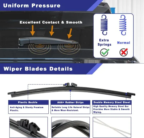 Miniatura 3 de Brazo y cuchilla del limpiaparabrisas trasero compatibles con Ford Explorer 2011-2019, Ford Escape 2013-2019, Lincoln MKC 2015-2019, Lincoln MKX