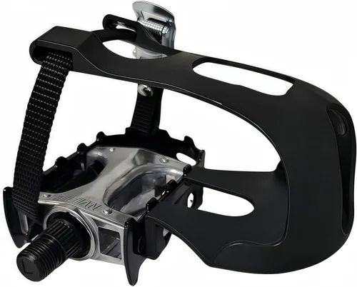 Miniatura 5 de YBEKI Pedales de bicicleta de spinning de grado profesional con clips para los dedos y correas ajustables 4D - Eje de aleación de 9/16