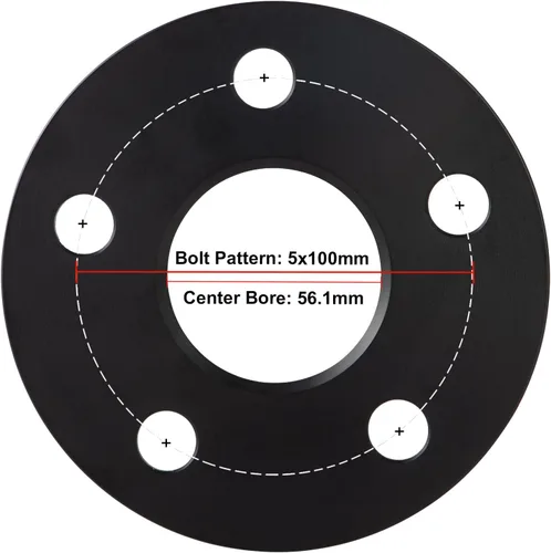 Miniatura 2 de Separadores de rueda centrados forjados negros 5x100 3mm con orificio central de 56.1mm (sin labio) Compatibles con Subaru de 5 pernos - Paquete de 2