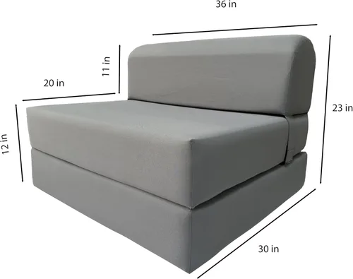 Miniatura 2 de D&D Futon Furniture. Cama plegable de espuma para silla, sofá estudio, colchón plegado para invitados, 70 x 36 x 6, gris