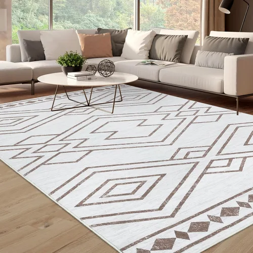 Miniatura 13 de FairOnly Alfombra bohemia de 2 x 6 pies, alfombra moderna marroquí geométrica para pasillo, alfombra lavable para interiores, antideslizante