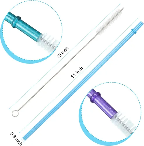 Miniatura 2 de 48 pajillas de plástico reutilizables de 11 pulgadas sin BPA, pajillas de purpurina coloridas para tarros y vasos de 40/30/24 onzas, con cepillo