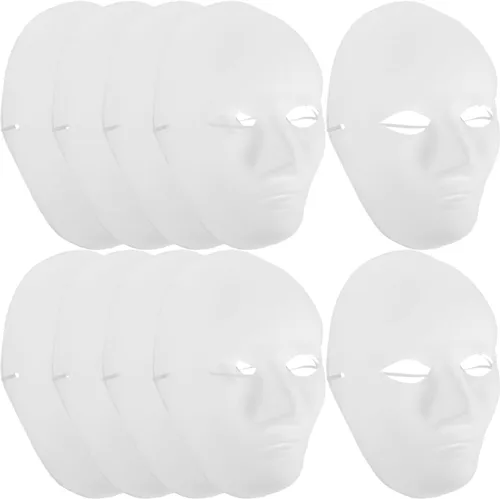 Amosfun 24 máscaras de bricolaje pintura en blanco masculina máscara de cara completa para Halloween, fantasma, cosplay, mascarada, hip hop, baile,