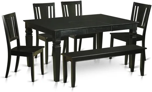 Miniatura 11 de East West Furniture WEDU6D-BLK-LC - Juego de comedor de 6 piezas que contiene una mesa de comedor rectangular con hoja de mariposa y 4 sillas