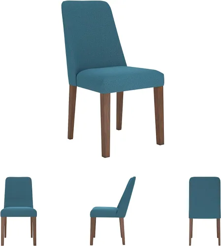 Miniatura 7 de Signature Design by Ashley Lyncott Silla auxiliar tapizada contemporánea para comedor con cojín de espuma, 2 unidades, azul y marrón