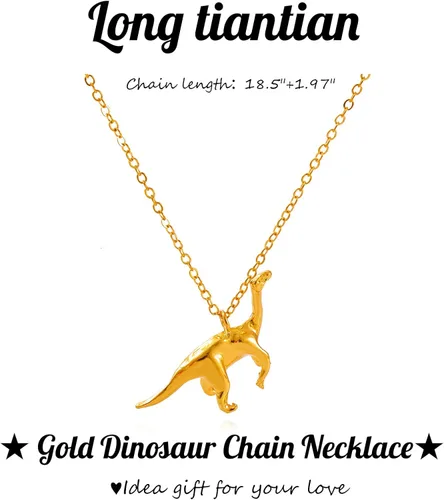 Miniatura 2 de Collar de cadena de dinosaurio de oro para mujer Triceratops T-Rex Brachiosaurus Collar con colgante de animales, regalo de Navidad, collares