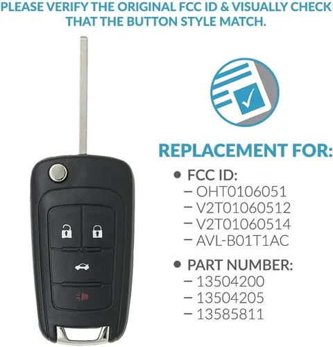 Miniatura 4 de Keyless2Go llavero de apertura remota de 4 botones para Camaro Equinox Verano Sonic y otros vehículos que utilizan FCC OHT01060512