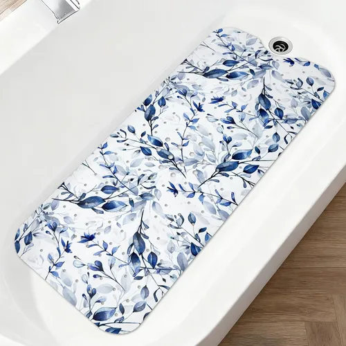 Alfombra antideslizante de 40 x 16 pulgadas, extra larga, tapete de baño para bañera, tapete decorativo para bañera con orificios de drenaje,