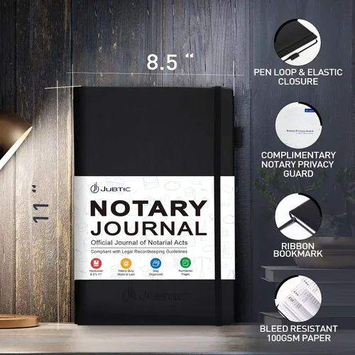 Miniatura 4 de JUBTIC Libro de registro de notario – Diario A4 de tapa dura para notario público de actos notariales – Suministros notariales grandes con guardia