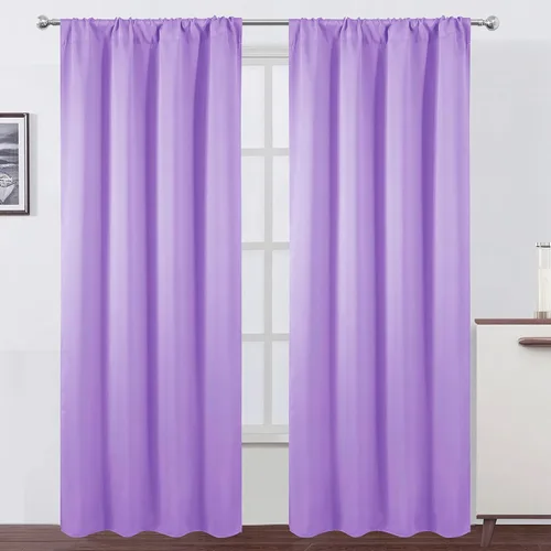 Miniatura 65 de LEMOMO Cortinas opacas negras para cocina, 42 x 45 pulgadas, juego de 2 paneles de cortinas opacas con bolsillo para cortinero para ventana pequeña