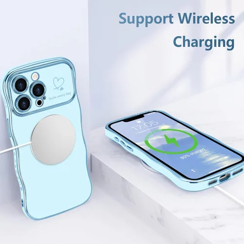 Miniatura 5 de LCHULLE Funda para iPhone 12 Pro para mujeres y niñas, lindo marco ondulado con forma rizada con patrón de corazón de amor, cubierta de protección