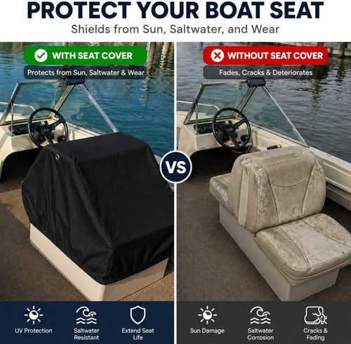 Miniatura 3 de Funda de asiento de barco, funda de almacenamiento de asiento doble espalda con espalda, protector de asiento impermeable, Oxford 420D de servicio