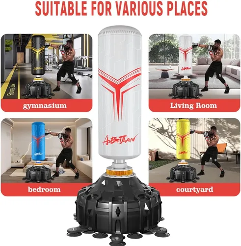 Miniatura 7 de Saco de boxeo con soporte para adultos de 70 pulgadas con guantes de boxeo, bolsa de boxeo con soporte, amortiguador, base de ventosa, soporte