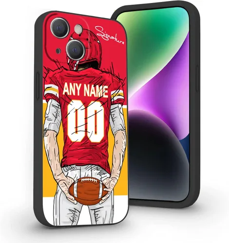 Miniatura 24 de Funda de fútbol personalizada con nombre y número para iPhone17 Air 16 15 Pro Max 14 13 Mini 12 11 Xs Max Xr SE3 8 7 6 Plus, silicona líquida