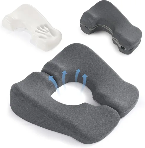 BALAPET Cojines de espuma viscoelástica para el trasero, almohada ergonómica para aliviar la presión de las úlceras por decúbito para dormir y Gris