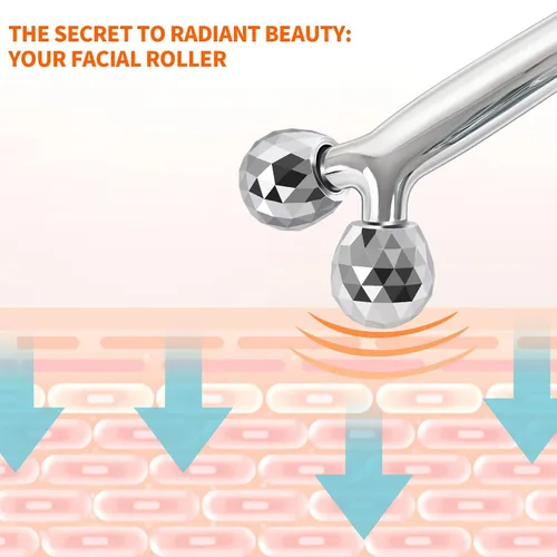 Miniatura 5 de Masajeador facial de metal, herramienta de masaje facial de enfriamiento 3D para reducir la hinchazón, eliminar las arrugas de los ojos, levantar