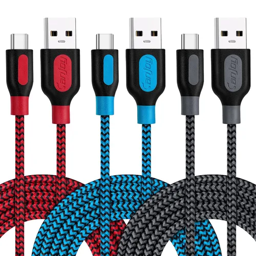 Miniatura 11 de Canjoy Cable USB tipo C, paquete de 3 cargadores trenzados tipo C de 10 pies, cable de carga rápida compatible con Samsung Galaxy S10 S10+ S10e S8