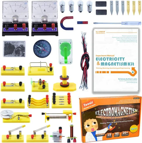 Teenii Kit de electricidad y magnetismo para niños, experimentos científicos STEM con circuitos eléctricos, juguete educativo de física, juego de