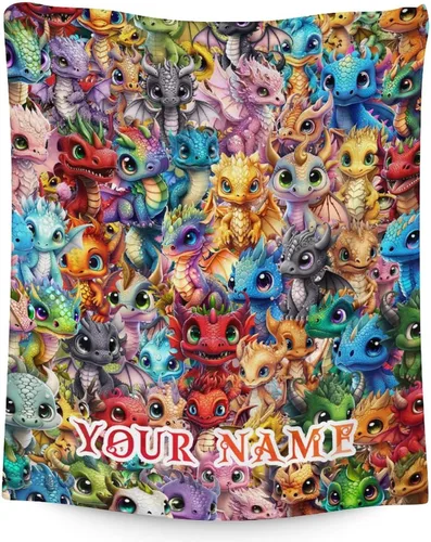Miniatura 13 de Manta de dragón para niñas y niños, 30 x 40 pulgadas, tamaño regazo, franela suave, regalos para niños, mantas verdes lindas para regazo, oficina