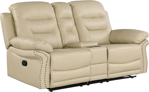Miniatura 14 de Blackjack Furniture Andrews - Sofá reclinable de cuero tapizado con cabeza de clavos tradicional tapizada con tapizado y ribeteado, sofá biplaza