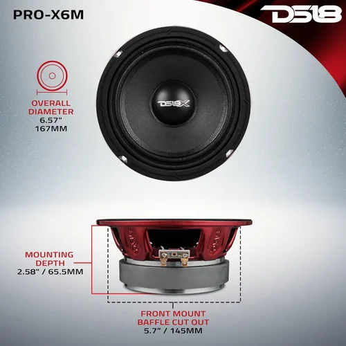 Miniatura 4 de Altavoz DS18 PRO de rango medio, cúpula en compresión de aluminio roja, altavoces de puerta de audio de alta calidad para auto o camión sistema
